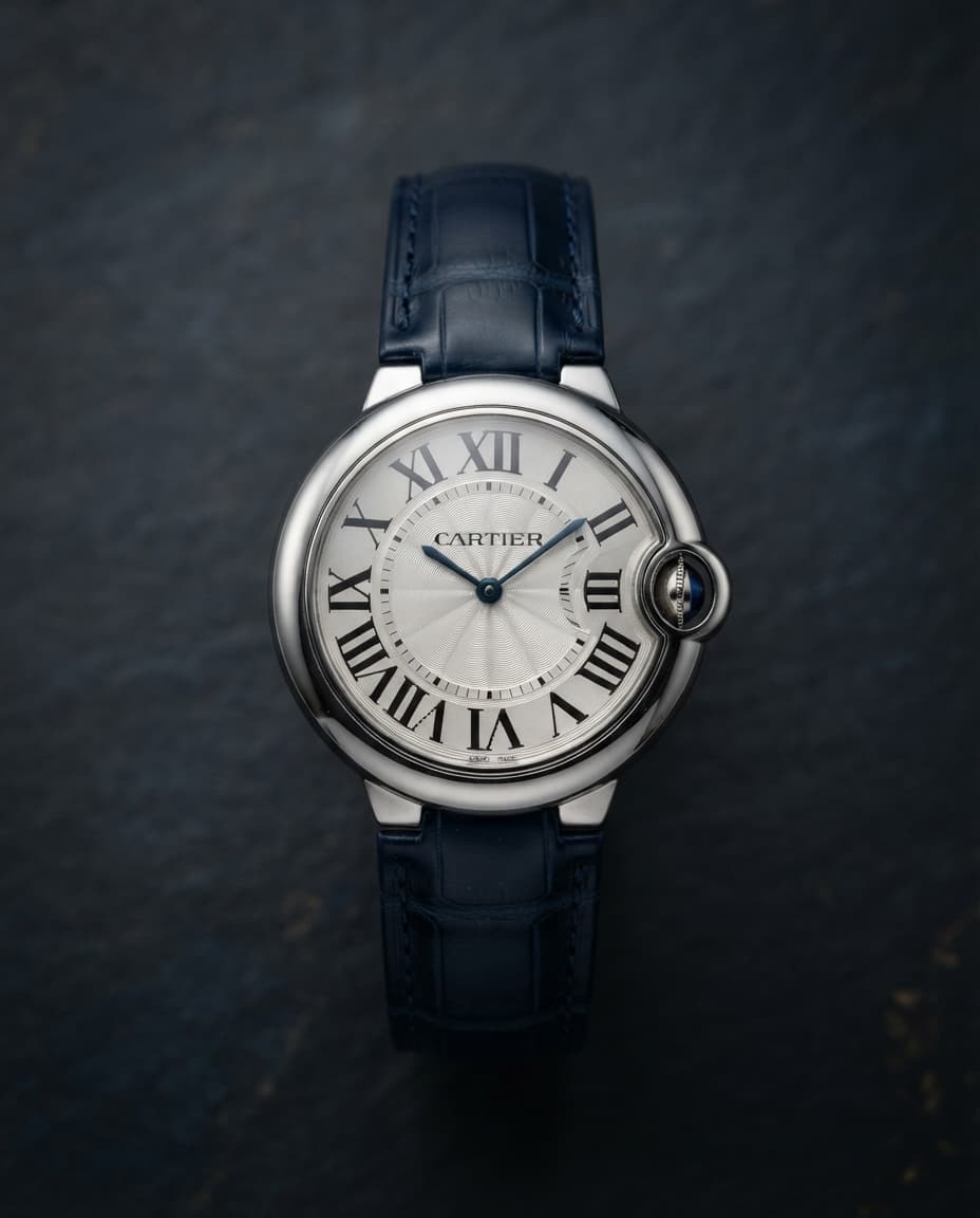 Cartier Ballon Bleu 36mm Steel Blue Strap